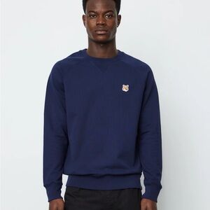 Maison Kitsune Navy Crewneck Sweater Size M